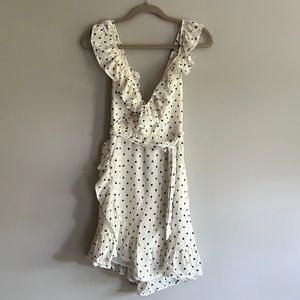 Saints + Secrets Black and White Polka Dot Wrap Dress